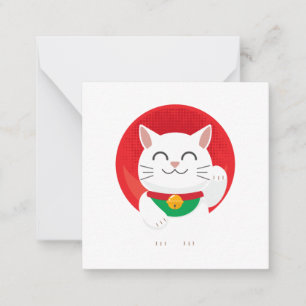 Cat Maneki Neko Japan Lucky Cat Funny Gift Idea Note Card