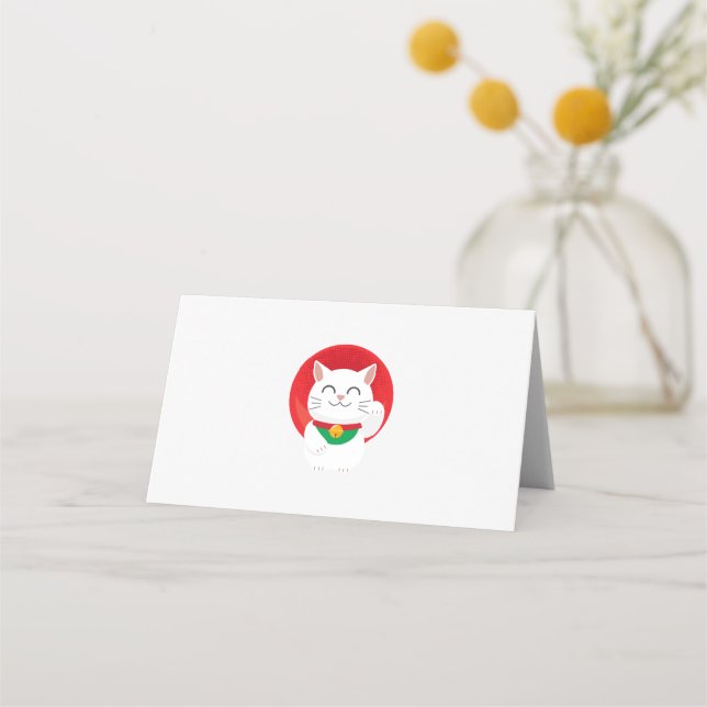 Cat Maneki Neko Japan Lucky Cat Funny Gift Idea Place Card (Front)