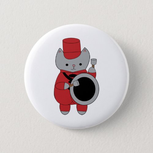 Cat Marching Band Bass Drum Red and Black Button