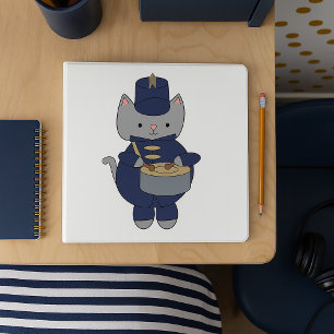 Cat Marching Band Drummer Animal 3 Ring Binder