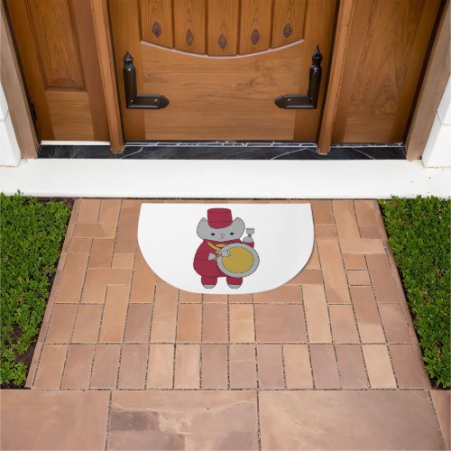 Cat Marching Band Drummer Maroon and Gold Doormat