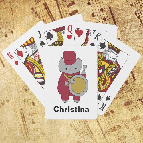 Cat Marching Band Personalize Maroon and Gold Poker Cards
