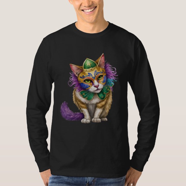 Cat Mardi Gras Happy Mardi Gras Carnival Cat  Kitt T-Shirt (Front)