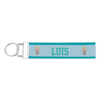 Cat Mariachi personalized bleu wrist keychain