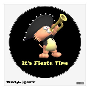 Cat Mariachi Yellow Fiesta Time Wall Sticker