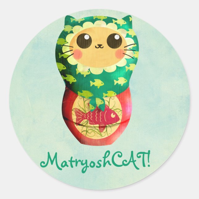Cat Matryoshka Doll Classic Round Sticker (Front)