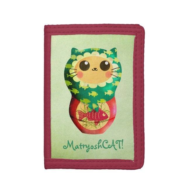 Cat Matryoshka Doll Trifold Wallet (Front Vertical)