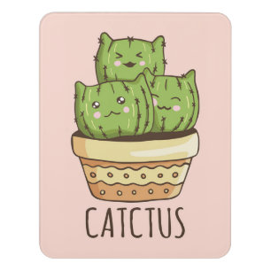 Cat Meets Cactus Door Sign