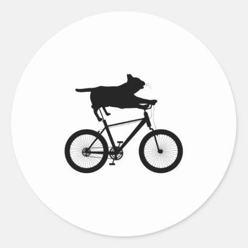 Cat meh Riding Bicycle Funny Classic Round Sticker