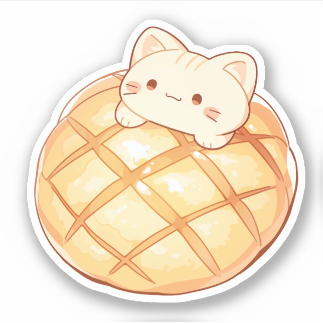 Cat Melonpan Japanese Melon Bread Sticker (Front)