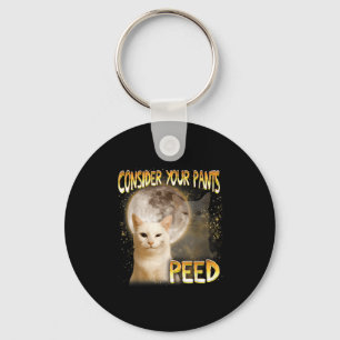 Cat Meme Cat Lover Cat Mom Funny Consider Your Pan Keychain
