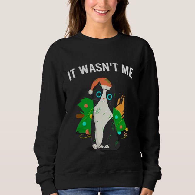 Cat Meme  Cat  Meowy Christmas Tree Light  1 Sweatshirt (Front)