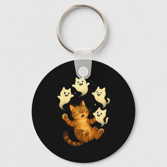 Cat Meme Funny Soky Halloween Kitty  Keychain (Front)