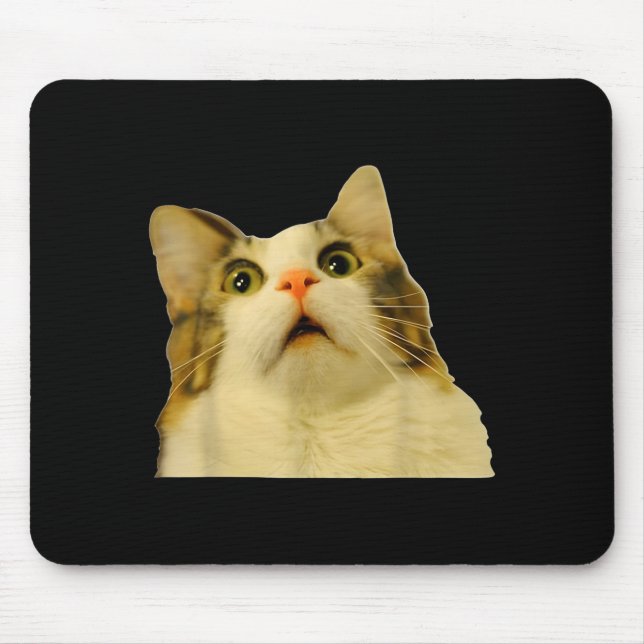 Cat Meme Shock Cat Face Funny Meme Cat Silly Gift  Mouse Pad (Front)