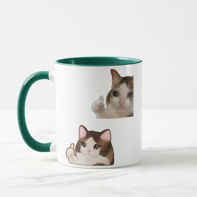 Cat Meme Thumbs Up Funny OK Cat Meme Kitten Mug (Left)