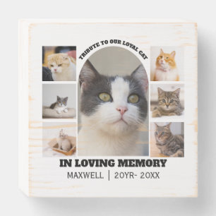 Cat Memorial 7 Photo Collage Pet Tribute Template Wooden Box Sign