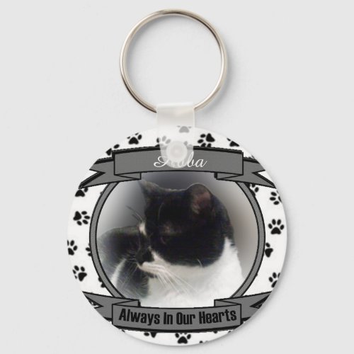 Cat Memorial Always In Our Hearts Keychain