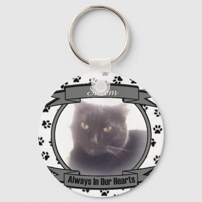 Cat Memorial Always In Our Hearts Keychain (Front)