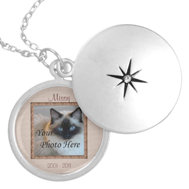 Cat Memorial Brown Tones Custom Photo Locket (Front)