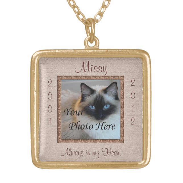 Cat Memorial Brown Tones Custom Photo Pendant (Front)