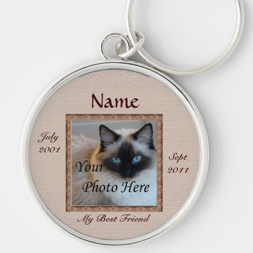 Cat Memorial Brown Tones Custom Photo Pet Loss Keychain