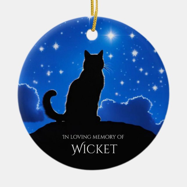 Cat Memorial Custom Name Ceramic Ornament (Front)
