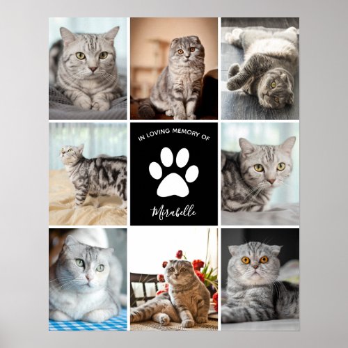 Cat Memorial Custom Pet Collage In Loving Memory Poster