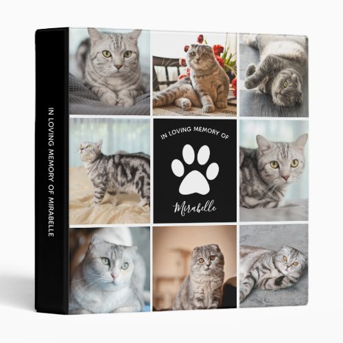 Cat Memorial Custom Pet Collage Photo Album 3 Ring Binder