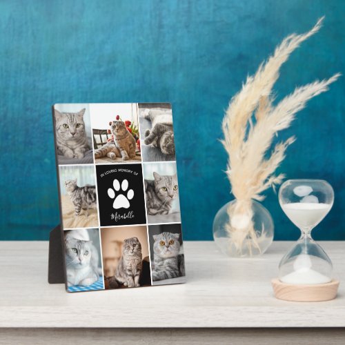 Cat Memorial Custom Pet Photo Collage Paw Print Plaque