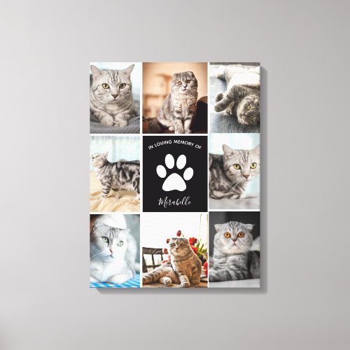 Cat Memorial Custom Photo Collage In Loving Memory Canvas Print