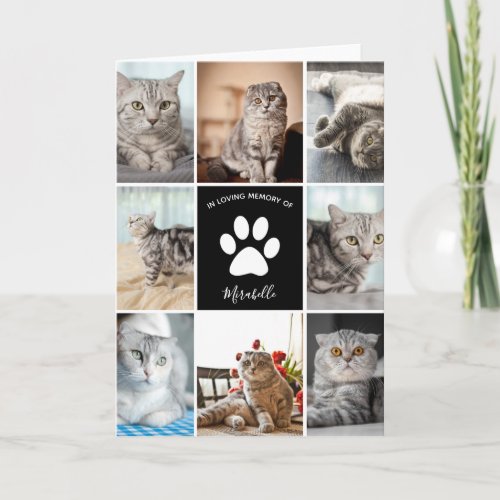Cat Memorial Custom Photo Collage In Loving Memory Card