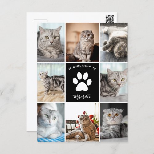 Cat Memorial Custom Photo Collage In Loving Memory Postcard