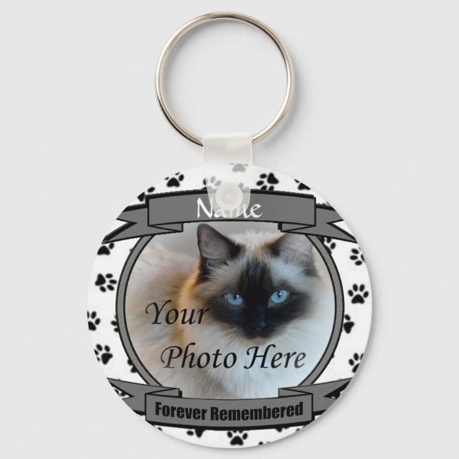 Cat Memorial Forever Remembered Keychain (Front)