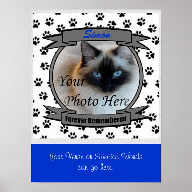 Cat Memorial Forever Remembered - Male Pet Loss Poster (Front)