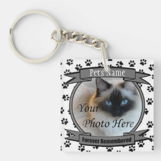 Cat Memorial - Forever Remembered - Pet Loss Cat Keychain