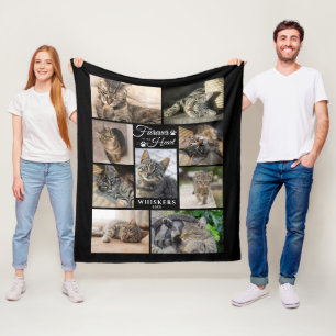 Cat Memorial FUREVER IN MY HEART 9 Photo Collage Fleece Blanket