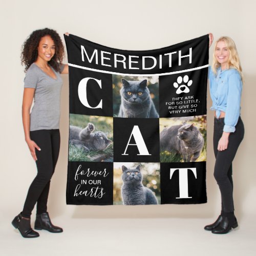 Cat Memorial Gift  Pet Loss Photo Fleece Blanket