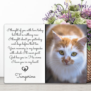 Cat Memorial Gift - Pet Loss Sympathy Photo Plaque