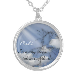 Cat Memorial Keepsake Silver Plated Necklace