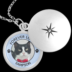 Cat Memorial Locket Blue Forever Loved Necklace