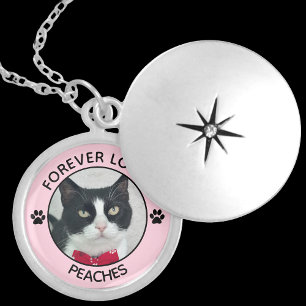 Cat Memorial Locket Forever Loved Pink Necklace