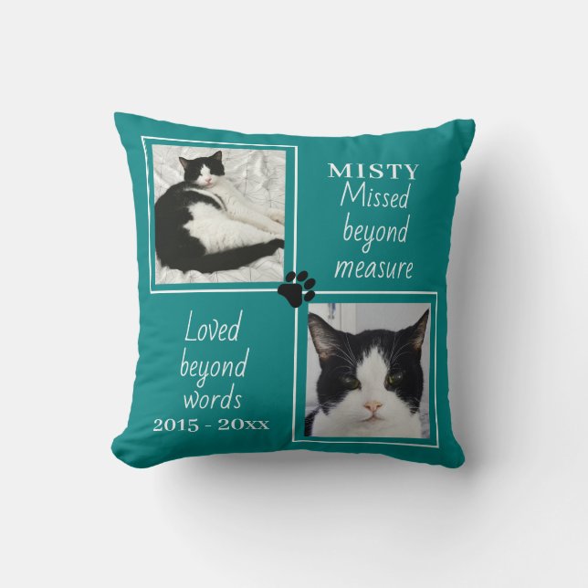 Cat Memorial Missed Beyond Measure Custom Photo  Throw Pillow (Front)