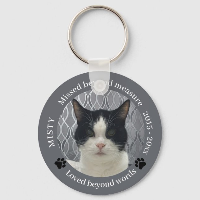 Cat Memorial Missed Beyond Measure Pet Photo Keychain (Front)
