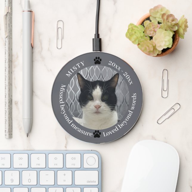 Cat Memorial Missed Beyond Measure Pet Photo Wireless Charger (Desk)