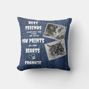 Cat Memorial Pet Loss 2 Photo Throw Pillow
