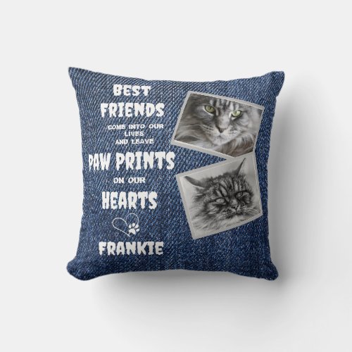 Cat Memorial Pet Loss 2 Photo Throw Pillow