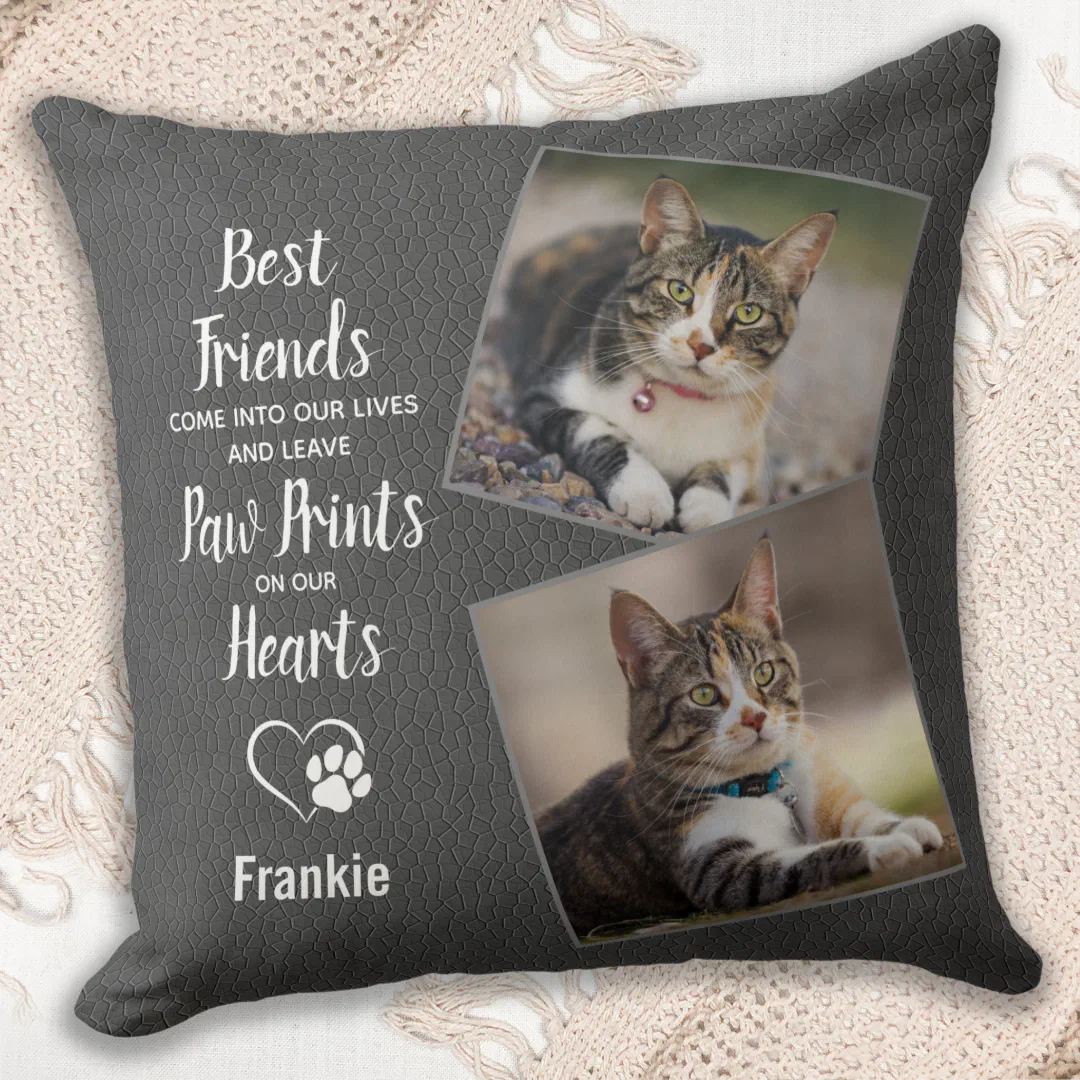 Cat Memorial Pet Loss 2 Photo Throw Pillow (Creator Uploaded)