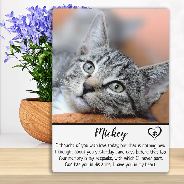 Cat Memorial- Pet Loss Keepsake Gift- Cat Sympathy Plaque | Zazzle