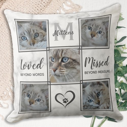 Cat Memorial Pet Loss Photo Collage Throw Pillow