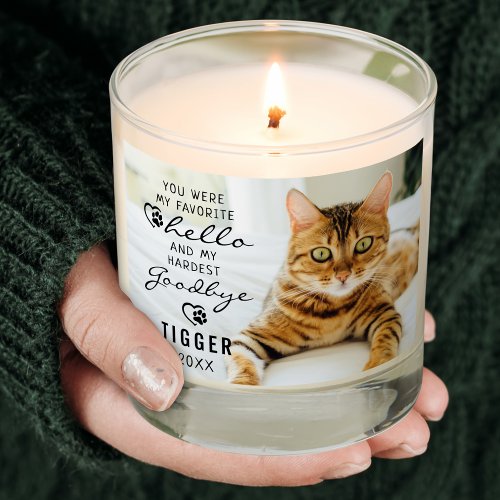 Cat Memorial Photo Favorite Hello Quote Scented Candle